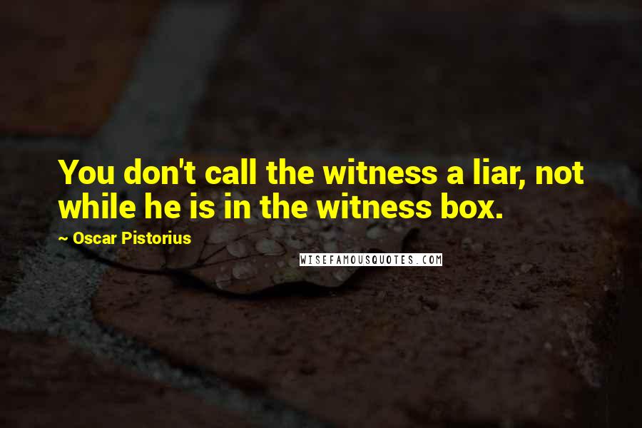 Oscar Pistorius quotes: You don't call the witness a liar, not while he is in the witness box.