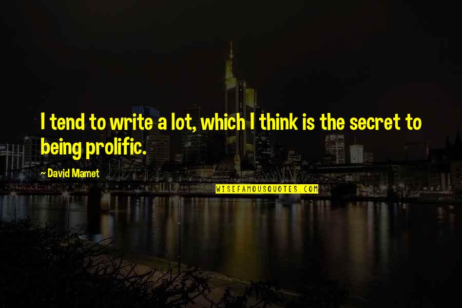 Oseba Ki Quotes By David Mamet: I tend to write a lot, which I