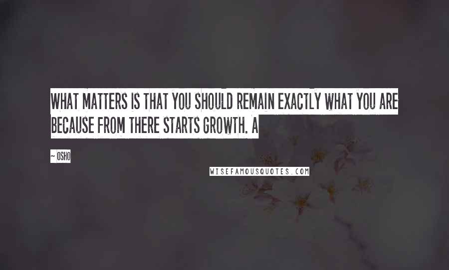 Osho quotes: What matters is that you should remain exactly what you are because from there starts growth. A