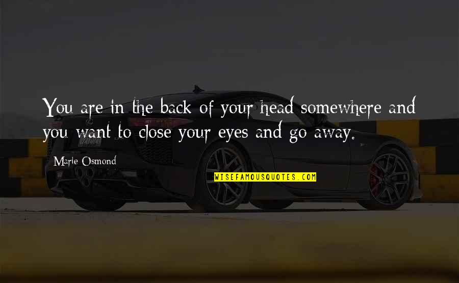 Osmond Quotes By Marie Osmond: You are in the back of your head Osmond Quotes By Marie Osmond: You are in the back of your head