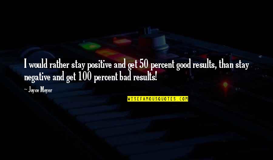 Osmosis Jones Thrax Quotes By Joyce Meyer: I would rather stay positive and get 50