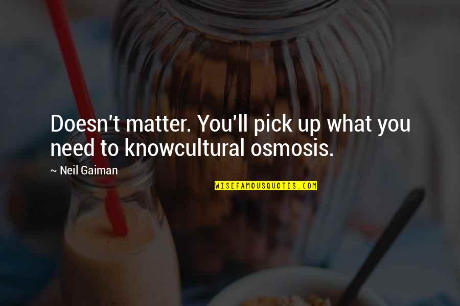 Osmosis Quotes By Neil Gaiman: Doesn't matter. You'll pick up what you need