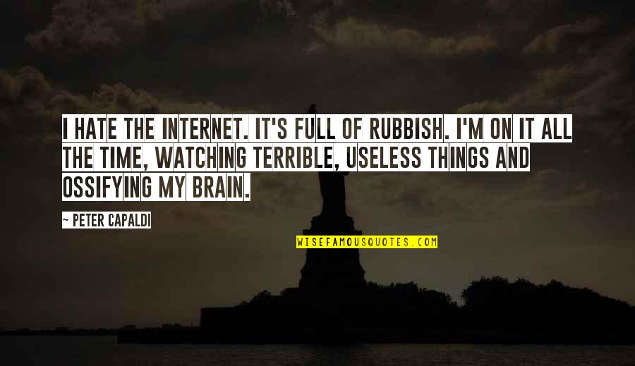 Ossifying Quotes By Peter Capaldi: I hate the Internet. It's full of rubbish.