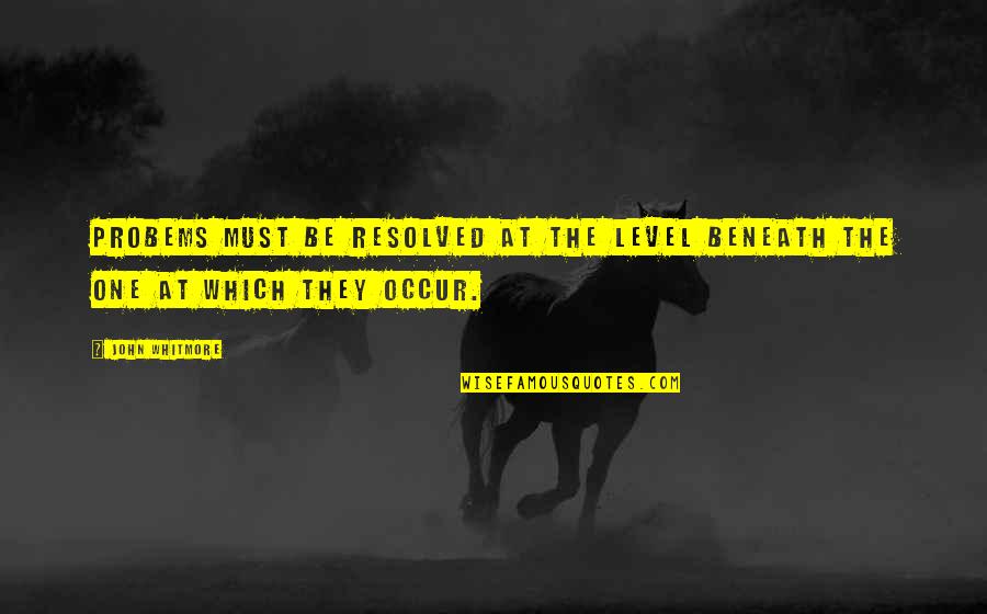 Ostentatiously Synonym Quotes By John Whitmore: Probems must be resolved at the level beneath