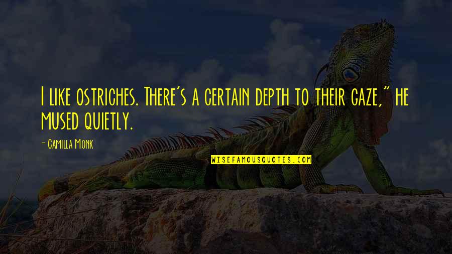 Ostriches Quotes By Camilla Monk: I like ostriches. There's a certain depth to