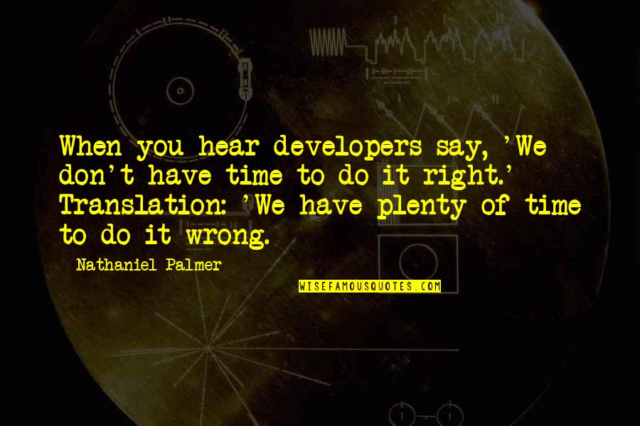 Osvajanja Kralja Quotes By Nathaniel Palmer: When you hear developers say, 'We don't have