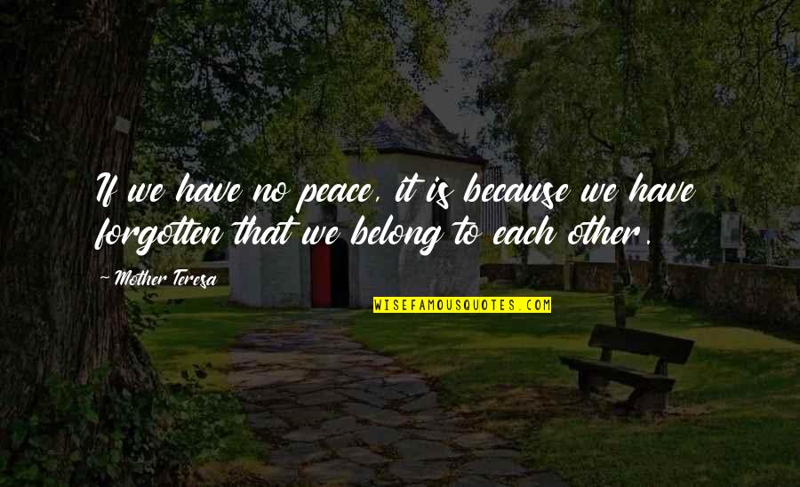 Other Mother Quotes By Mother Teresa: If we have no peace, it is because