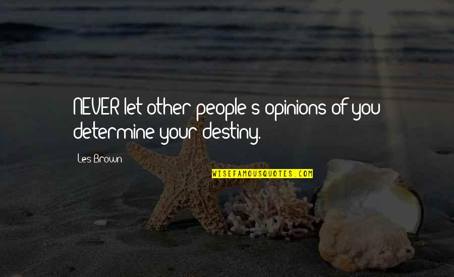 Other People Opinions Quotes By Les Brown: NEVER let other people's opinions of you determine