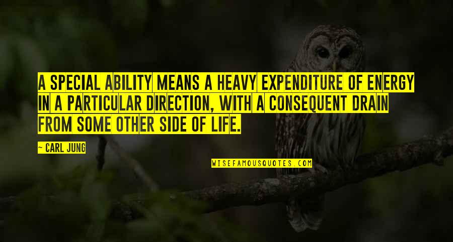 Other Side Of Life Quotes By Carl Jung: A special ability means a heavy expenditure of