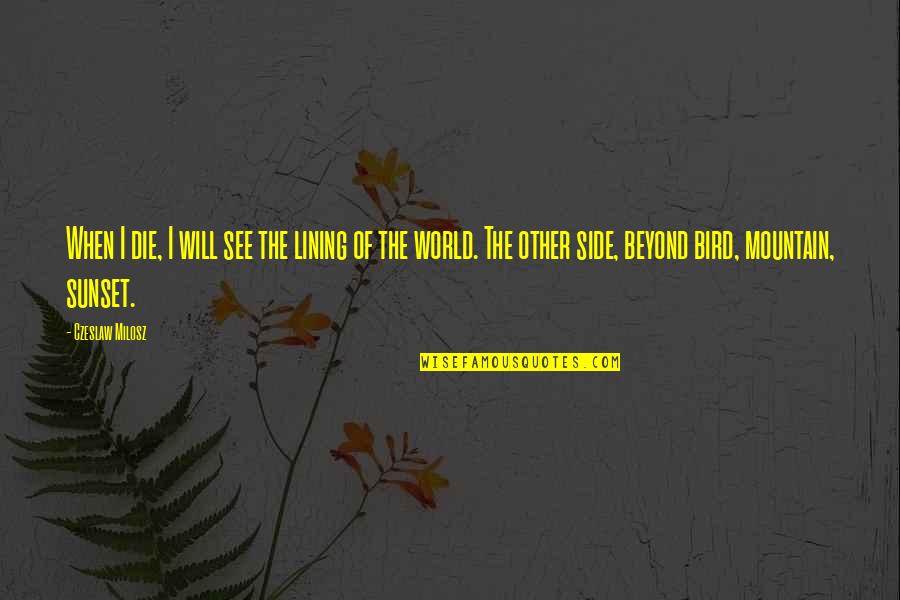 Other Side Of The World Quotes By Czeslaw Milosz: When I die, I will see the lining