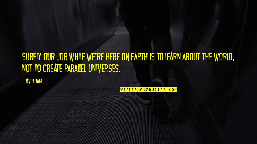 Other Universes Quotes By David Hare: Surely our job while we're here on Earth