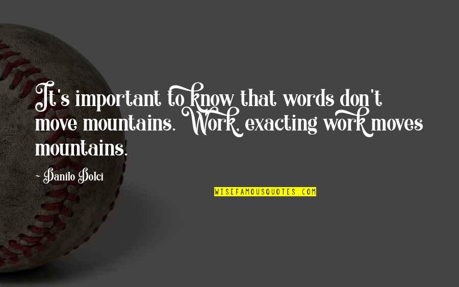Other Words For Important Quotes By Danilo Dolci: It's important to know that words don't move