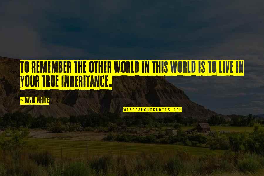 Other Worlds Quotes By David Whyte: To remember the other world in this world