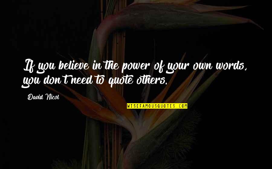 Others Believe In You Quotes By David Nicol: If you believe in the power of your