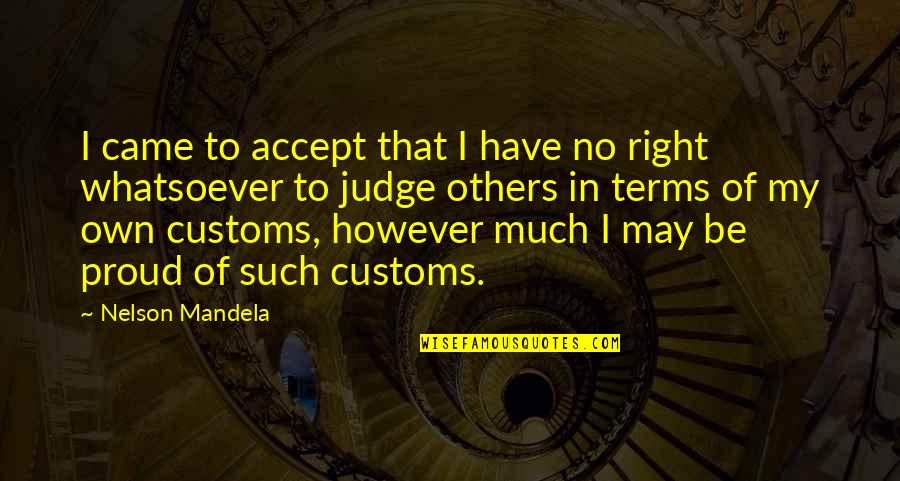 Others Judging Others Quotes By Nelson Mandela: I came to accept that I have no