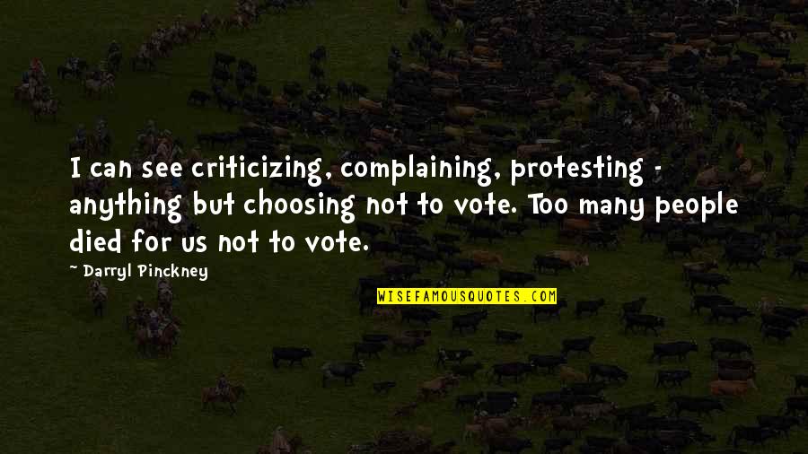 Others Not Believing In You Quotes By Darryl Pinckney: I can see criticizing, complaining, protesting - anything