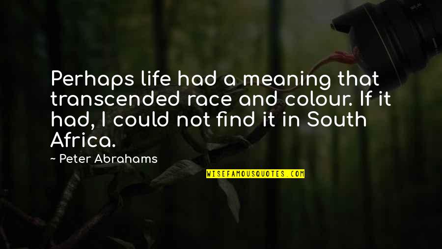 Othodoxy Quotes By Peter Abrahams: Perhaps life had a meaning that transcended race