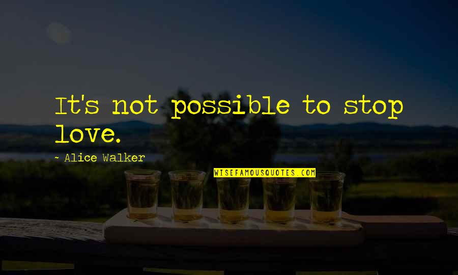 Otomobile Quotes By Alice Walker: It's not possible to stop love.