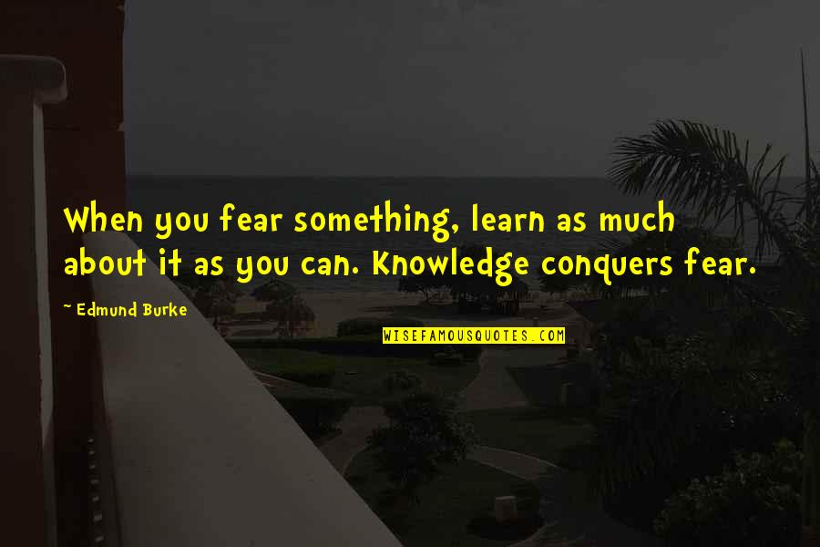 Otpjevala Quotes By Edmund Burke: When you fear something, learn as much about