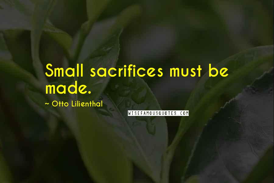 Otto Lilienthal quotes: Small sacrifices must be made.