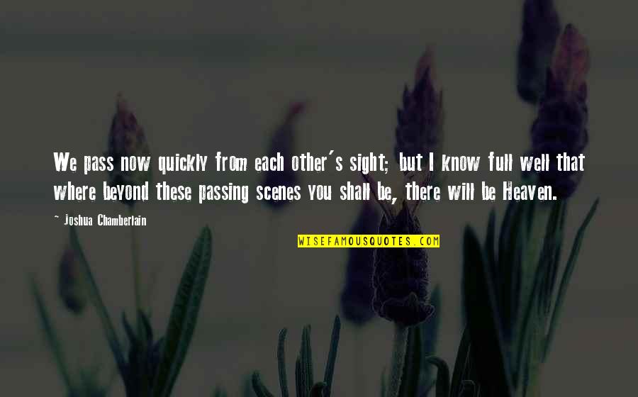 Otud6b Quotes By Joshua Chamberlain: We pass now quickly from each other's sight;