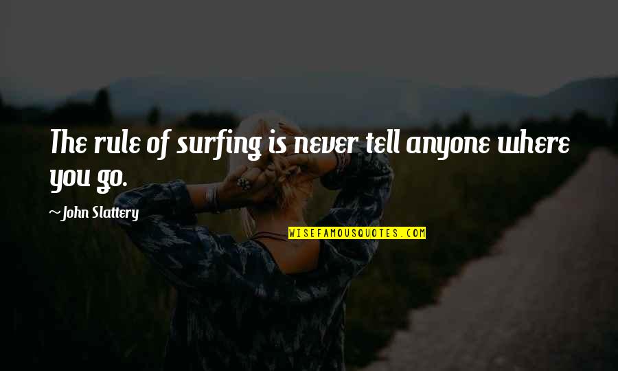 Oudenaarde Quotes By John Slattery: The rule of surfing is never tell anyone Oudenaarde Quotes By John Slattery: The rule of surfing is never tell anyone