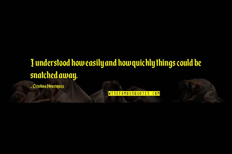Ouled Haddadj Quotes By Cristina Henriquez: I understood how easily and how quickly things