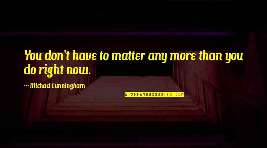 Oumarou Moussa Quotes By Michael Cunningham: You don't have to matter any more than Oumarou Moussa Quotes By Michael Cunningham: You don't have to matter any more than