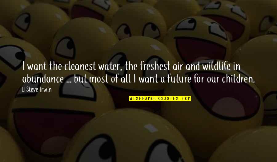 Our Children's Future Quotes By Steve Irwin: I want the cleanest water, the freshest air