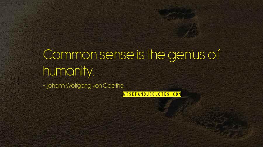 Our Common Humanity Quotes By Johann Wolfgang Von Goethe: Common sense is the genius of humanity.