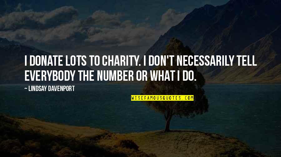 Our Daily Bread Inspirational Quotes By Lindsay Davenport: I donate lots to charity. I don't necessarily