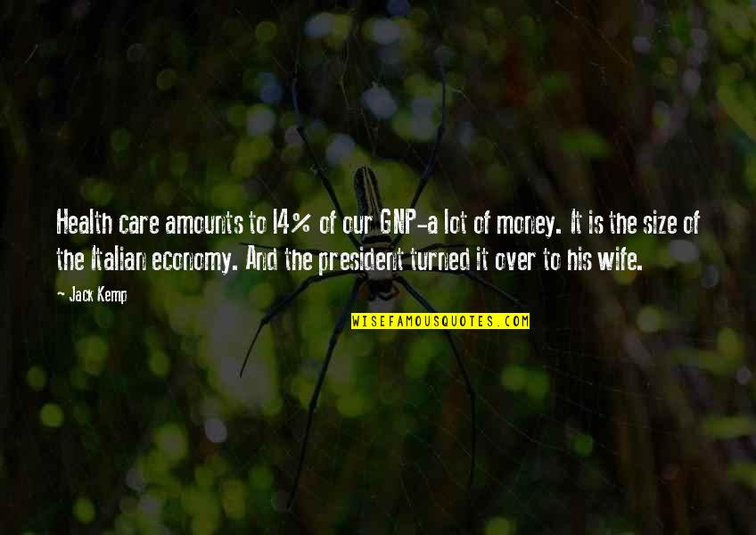 Our Economy Quotes By Jack Kemp: Health care amounts to l4% of our GNP-a Our Economy Quotes By Jack Kemp: Health care amounts to l4% of our GNP-a