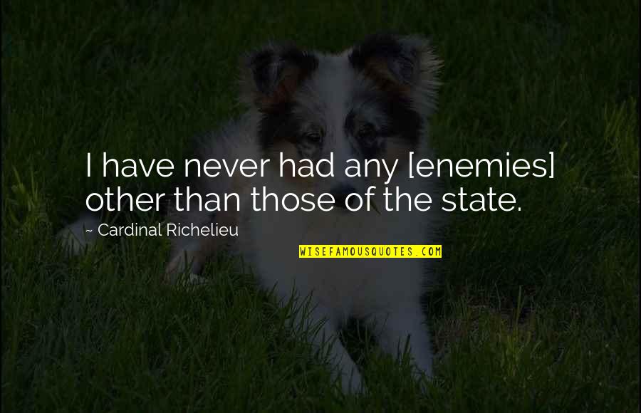 Our Enemy The State Quotes By Cardinal Richelieu: I have never had any [enemies] other than