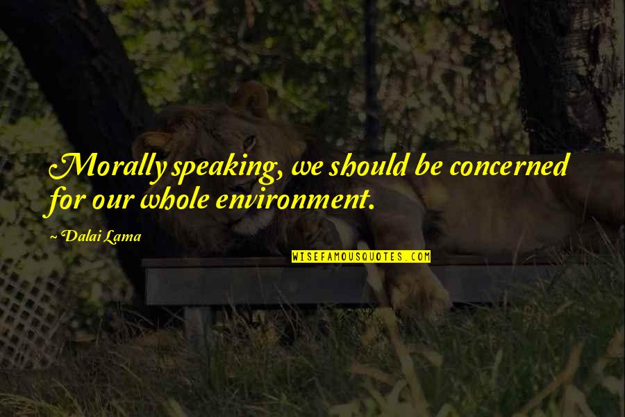 Our Environment Quotes By Dalai Lama: Morally speaking, we should be concerned for our