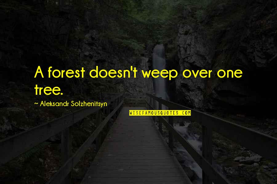 Our Forests Quotes By Aleksandr Solzhenitsyn: A forest doesn't weep over one tree.