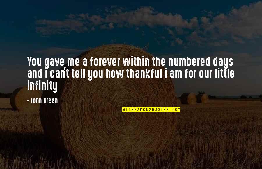 Our Forever Quotes By John Green: You gave me a forever within the numbered