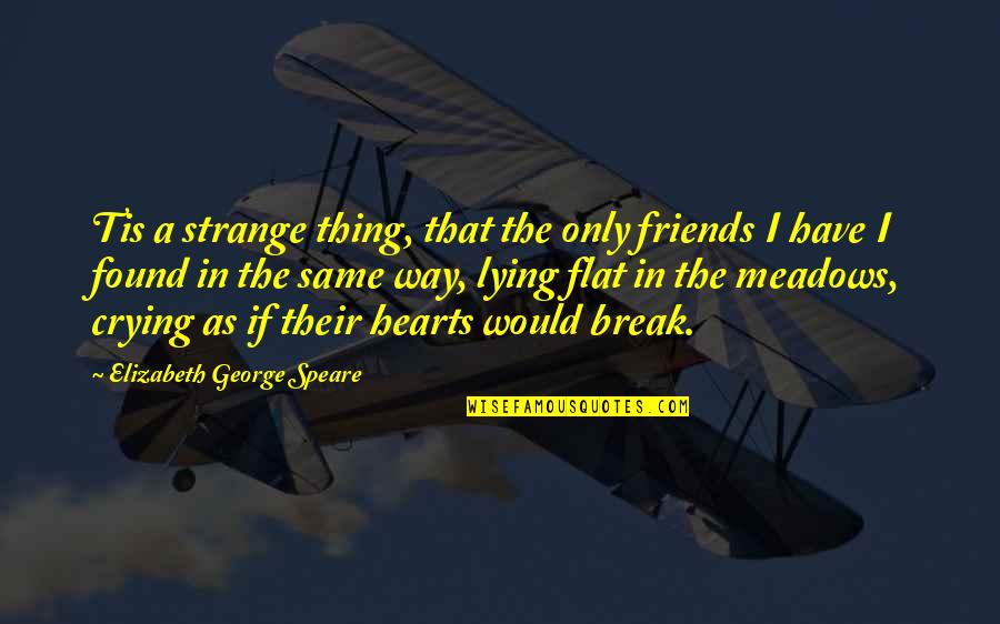 Our Hearts Are All The Same Quotes By Elizabeth George Speare: Tis a strange thing, that the only friends