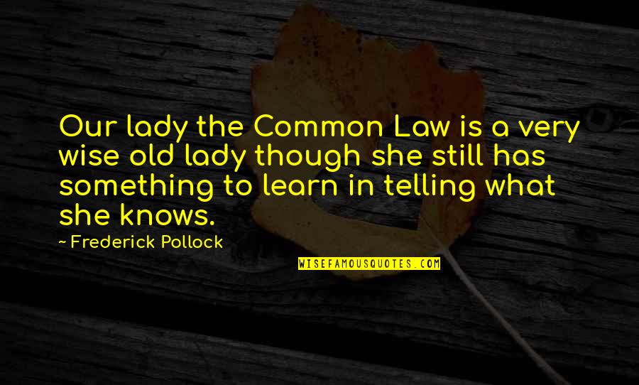 Our Lady Quotes By Frederick Pollock: Our lady the Common Law is a very