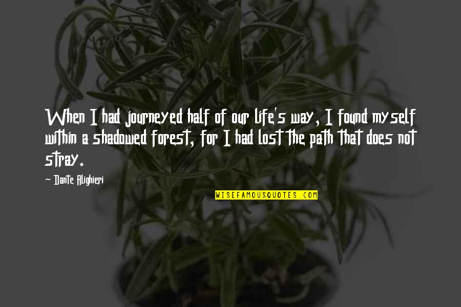 Our Life Journey Quotes By Dante Alighieri: When I had journeyed half of our life's