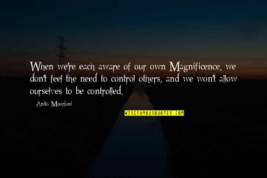 Our Magnificence Quotes By Anita Moorjani: When we're each aware of our own Magnificence,