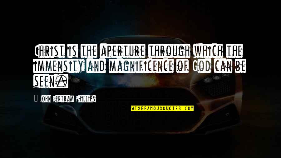 Our Magnificence Quotes By John Bertram Phillips: Christ is the aperture through which the immensity