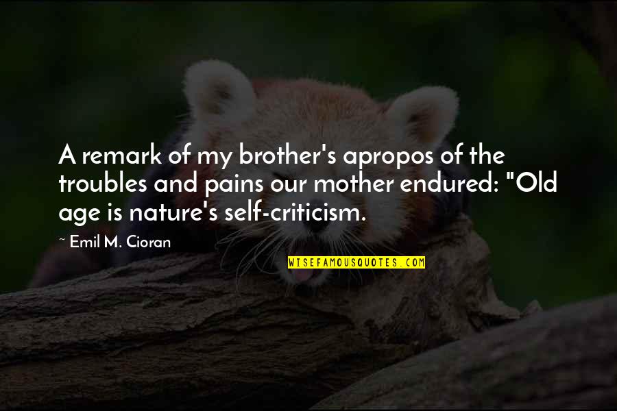 Our Mother Nature Quotes By Emil M. Cioran: A remark of my brother's apropos of the