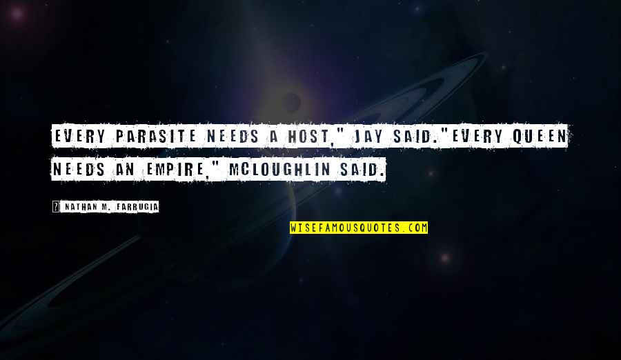Our One Year Anniversary Quotes By Nathan M. Farrugia: Every parasite needs a host," Jay said."Every Queen Our One Year Anniversary Quotes By Nathan M. Farrugia: Every parasite needs a host," Jay said."Every Queen