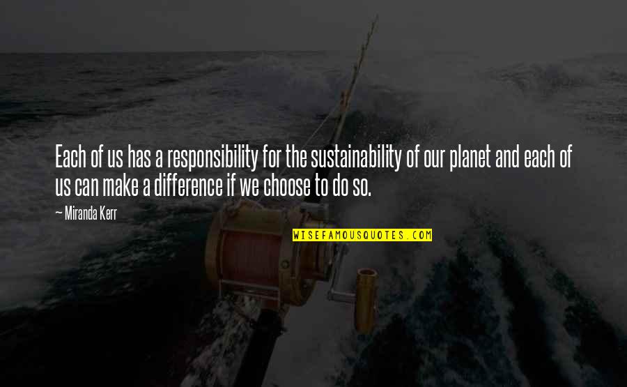 Our Planet Quotes By Miranda Kerr: Each of us has a responsibility for the