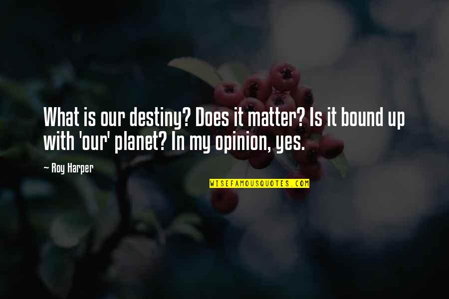 Our Planet Quotes By Roy Harper: What is our destiny? Does it matter? Is
