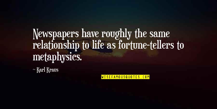 Our Relationship Is Not The Same Quotes By Karl Kraus: Newspapers have roughly the same relationship to life