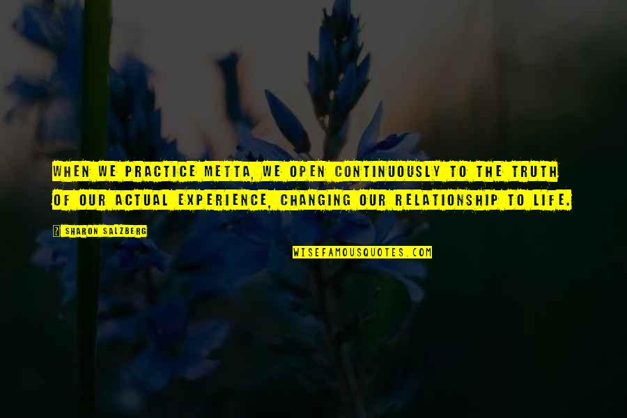 Our Relationship Quotes By Sharon Salzberg: When we practice metta, we open continuously to