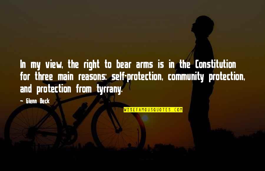 Our Right To Bear Arms Quotes By Glenn Beck: In my view, the right to bear arms