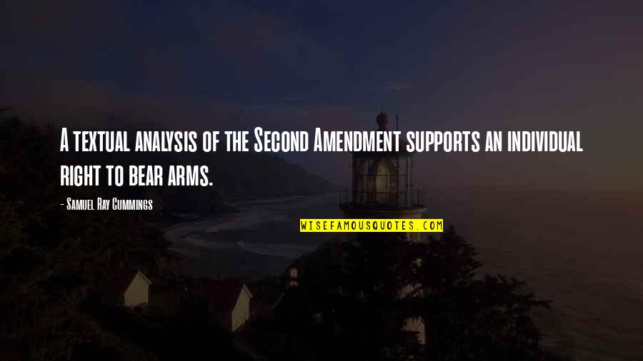 Our Right To Bear Arms Quotes By Samuel Ray Cummings: A textual analysis of the Second Amendment supports