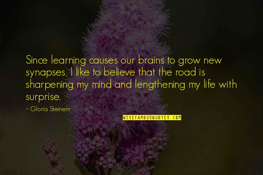 Our Road Quotes By Gloria Steinem: Since learning causes our brains to grow new Our Road Quotes By Gloria Steinem: Since learning causes our brains to grow new